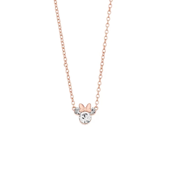 Disney Jewelry - Minnie Mouse Rose Gold Tone Sterling Necklace with Crystal Pendant